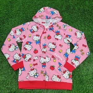 Hello-Kitty AOP Hoodie Jacket Womens L 19x27 Sanrio TV-Show